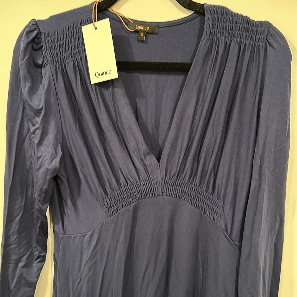 Quince Navy Blue Long Sleeve Dress - Picture 2 of 4